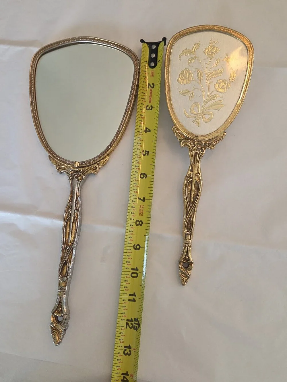 Vintage Stylebuilt Gold Plate Vanity Set Hollywood Regency Mirror & Hairbrush